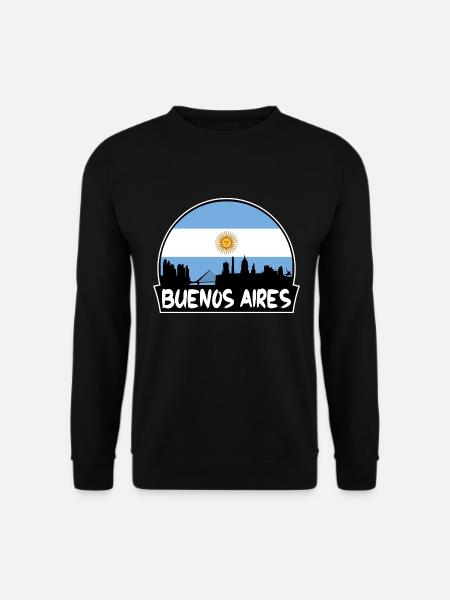 Buenos Aires Argentinien-Flagge Skyline Silhouette Tra - Unisex Pullover - Schwarz