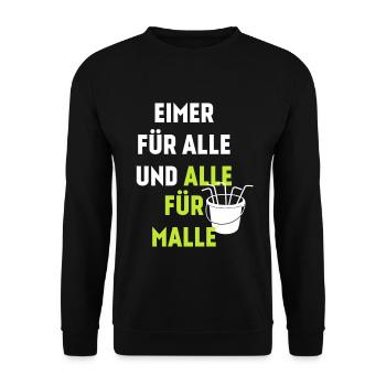 Eimer für Alle und alle für Malle - Unisex Pullover - Schwarz - Vorne - Alina (178cm) & Michal (187cm)