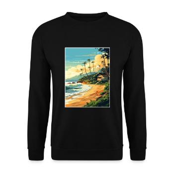 North Shore Hawaii Vintage Reiseposter Souvenir - Unisex Pullover - Schwarz - Vorne - Alina (178cm) & Michal (187cm)