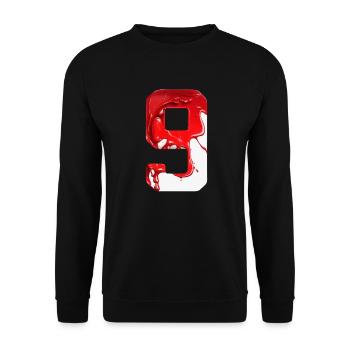 NR. 9 NUMMER 9 ROT WEIß 9. GEBURTSTAG - Unisex Pullover - Schwarz - Vorne - Alina (178cm) & Michal (187cm)