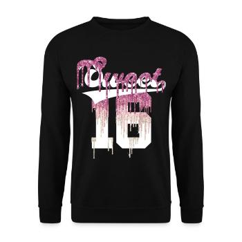 SWEET 16 FINALLY 16. GEBURTSTAG - Unisex Pullover - Schwarz - Vorne - Alina (178cm) & Michal (187cm)