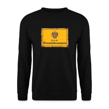 Vintage Österreich k.u.k. Vorstadtcasanova - Unisex Pullover - Schwarz - Vorne - Alina (178cm) & Michal (187cm)