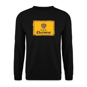 Vintage Österreich k.u.k. Charmeur - Unisex Pullover - Schwarz - Vorne - Alina (178cm) & Michal (187cm)