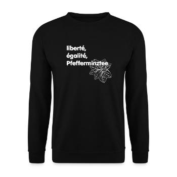 Liberté Egalité Pfefferminztee - Unisex Pullover - Schwarz - Vorne - Alina (178cm) & Michal (187cm)