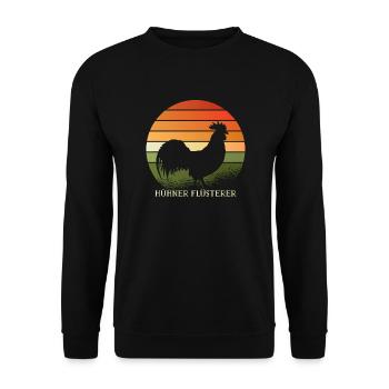 Hahn der Hühner Flüsterer - Unisex Pullover - Schwarz - Vorne - Alina (178cm) & Michal (187cm)