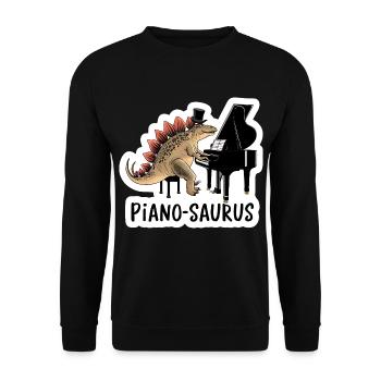 Pianosaurus Dino Klavier Spieler - Unisex Pullover - Schwarz - Vorne - Alina (178cm) & Michal (187cm)