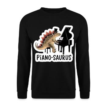Pianosaurus Dino Klavier Spieler - Unisex Pullover - Schwarz - Vorne - Alina (178cm) & Michal (187cm)