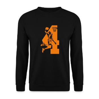 NUMMER 4 BASKETBALL 4. GEBURTSTAG - Unisex Pullover - Schwarz - Vorne - Alina (178cm) & Michal (187cm)