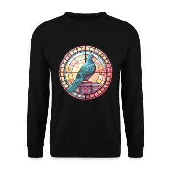 Bunte Aquarell-Tierhaustierillustration der Taube - Unisex Pullover - Schwarz - Vorne - Alina (178cm) & Michal (187cm)