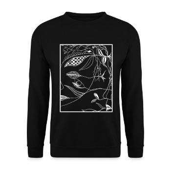 Lignes botaniques sombres - Sweat-shirt Unisexe - noir - Devant - Alina (178cm) & Michal (187cm)
