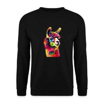 Alpaga Pop Art Couleurs vives Lama Arc-en-ciel Alpaga - Sweat-shirt Unisexe - noir - Devant - Alina (178cm) & Michal (187cm)