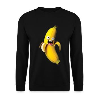 Expressive banana figure with a face - Unisex Sweatshirt - black - Front - Alina (178cm) & Michal (187cm)