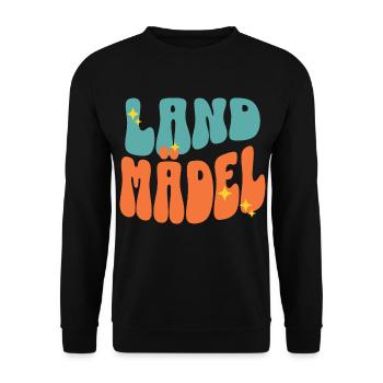 Landmädel Dorfkind Landleben Spruch - Unisex Pullover - Schwarz - Vorne - Alina (178cm) & Michal (187cm)