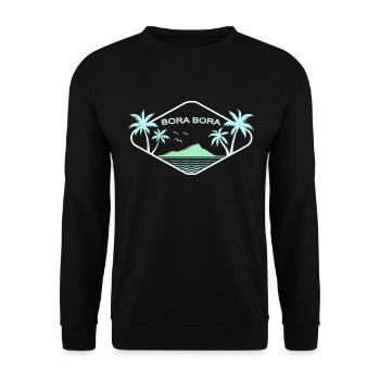 Bora Bora Island Idyll Logo - Unisex Sweatshirt - black - Front - Alina (178cm) & Michal (187cm)
