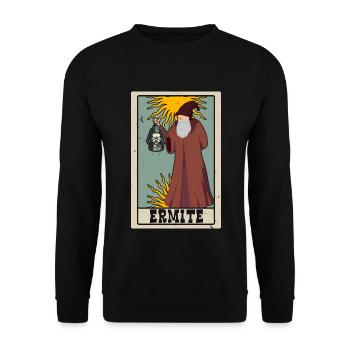 Ermite Tarotkarte Schamane Wahrsagerei - Unisex Pullover - Schwarz - Vorne - Alina (178cm) & Michal (187cm)