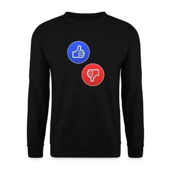 Kontrast-Daumen Hoch/Runter Symbole - Unisex Pullover - Schwarz - Vorne - Alina (178cm) & Michal (187cm)