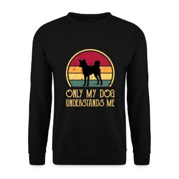 Indischer Paria Hund Liebhaber Silhouette Vintage Sonnenuntergang - Unisex Pullover - Schwarz - Vorne - Alina (178cm) & Michal (187cm)