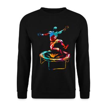 Federnde Trampolin Kunstturnerin - Unisex Pullover - Schwarz - Vorne - Alina (178cm) & Michal (187cm)