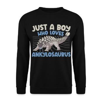 Just A Boy Who Loves Ankylosaurus Dinosaur Dino - Unisex Pullover - Schwarz - Vorne - Alina (178cm) & Michal (187cm)