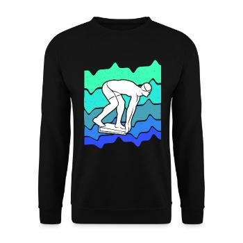 Schwimmer Schwimmen Schwimmsport Jungen Schwimm - Unisex Pullover - Schwarz - Vorne - Alina (178cm) & Michal (187cm)