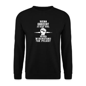 Statement-Shirt: Pflicht zum Protest - Unisex Pullover - Schwarz - Vorne - Alina (178cm) & Michal (187cm)