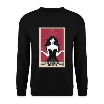 Die Göttin Hectate Tarotkarte Wahrsagerei - Unisex Pullover - Schwarz - Vorne - Alina (178cm) & Michal (187cm)