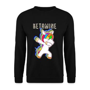 Ketamine Unicorn Keta Raver - Unisex Pullover - Schwarz - Vorne - Alina (178cm) & Michal (187cm)