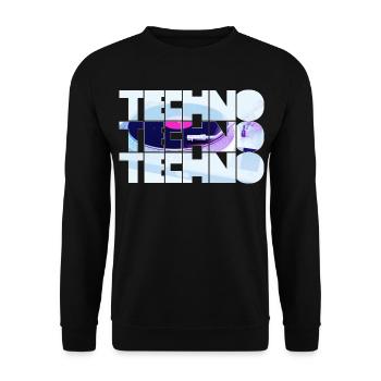 Techno Neon Grid Design - Unisex Pullover - Schwarz - Vorne - Alina (178cm) & Michal (187cm)
