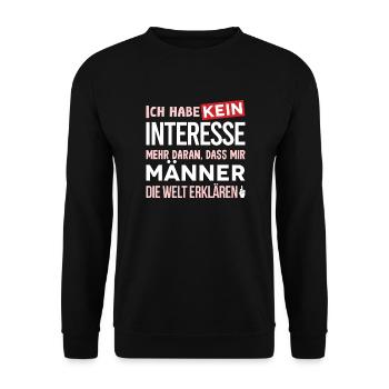 Kein Interesse an Mansplaining - Unisex Pullover - Schwarz - Vorne - Alina (178cm) & Michal (187cm)