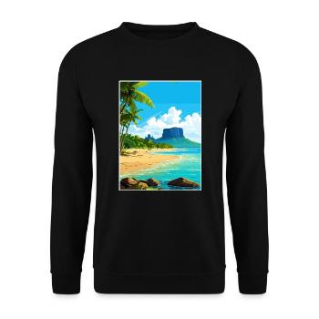 Mauritius Ostafrika Vintage Reiseposter WPA - Unisex Pullover - Schwarz - Vorne - Alina (178cm) & Michal (187cm)