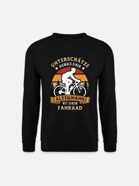 Unterschätze niemals einen alten Mann mit Fahrrad - Unisex Pullover - Schwarz