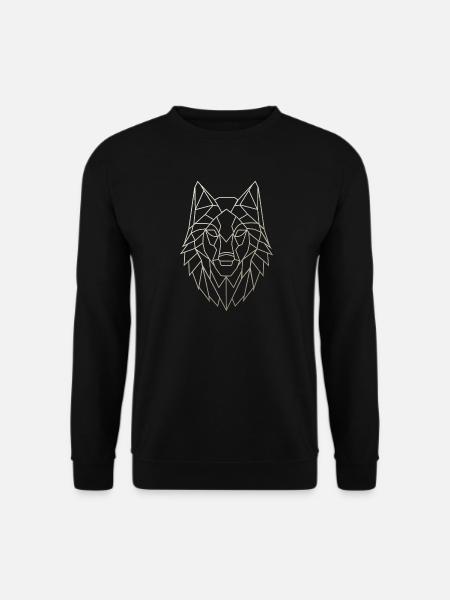 Geometrischer Wolfskopf - Unisex Pullover - Schwarz