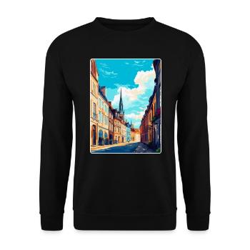 Dijon Frankreich Vintage Reiseposter WPA Souvenir - Unisex Pullover - Schwarz - Vorne - Alina (178cm) & Michal (187cm)