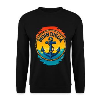 Moin Digga Hamburg Anker - Unisex Pullover - Schwarz - Vorne - Alina (178cm) & Michal (187cm)