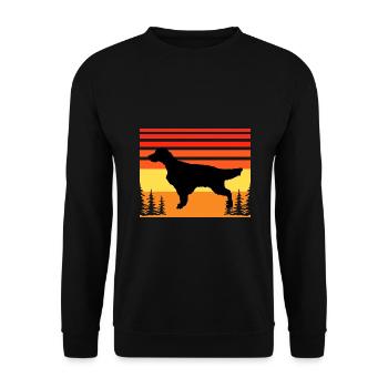 Englisch Setter Hundeliebhaber Silhouette Vintage Sonnenuntergang - Unisex Pullover - Schwarz - Vorne - Alina (178cm) & Michal (187cm)