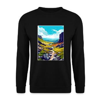 Hohe Tasse Nick Cumbria Vintage Reiseposter WPA - Unisex Pullover - Schwarz - Vorne - Alina (178cm) & Michal (187cm)