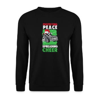 Schutz des Friedens Freude verbreiten Polizei Weih - Unisex Pullover - Schwarz - Vorne - Alina (178cm) & Michal (187cm)