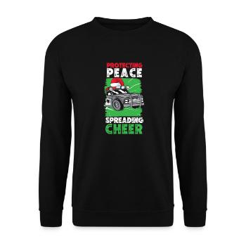 Schutz des Friedens Freude verbreiten Polizei Weih - Unisex Pullover - Schwarz - Vorne - Alina (178cm) & Michal (187cm)