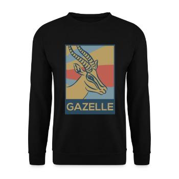 Elegante Gazelle Savannenläufer - Unisex Pullover - Schwarz - Vorne - Alina (178cm) & Michal (187cm)