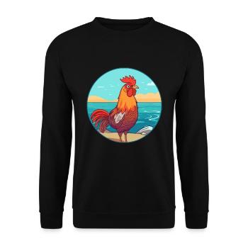 Hahn Aquarell Karikatur Kawaii Clipart Tier - Unisex Pullover - Schwarz - Vorne - Alina (178cm) & Michal (187cm)