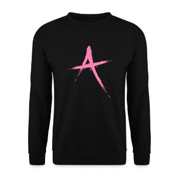 Buchstabe A Design Bürste in Rosa Pink - Unisex Pullover - Schwarz - Vorne - Alina (178cm) & Michal (187cm)