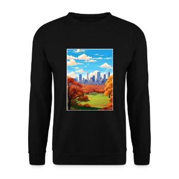 Central Park New York State Vintage-Reiseposter - Unisex Pullover - Schwarz - Vorne - Alina (178cm) & Michal (187cm)