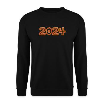 2024. JAHR. ALLES GUTE ZUM NEUEN JAHR. SILVESTER - Unisex Pullover - Schwarz - Vorne - Alina (178cm) & Michal (187cm)