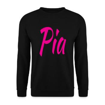 Pia Neon Script auf Schwarz - Unisex Pullover - Schwarz - Vorne - Alina (178cm) & Michal (187cm)