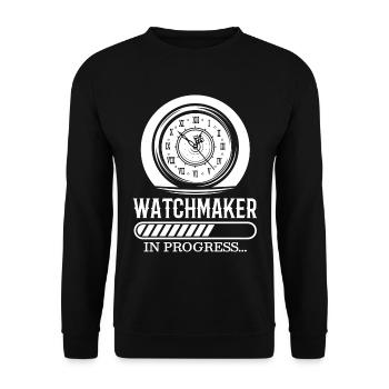 Uhrmacher Uhrenmacher Uhrmachermeister Geschenk - Unisex Pullover - Schwarz - Vorne - Alina (178cm) & Michal (187cm)