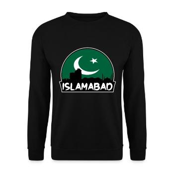 Islamabad Pakistan Flagge Skyline Silhouette Reisen - Unisex Pullover - Schwarz - Vorne - Alina (178cm) & Michal (187cm)