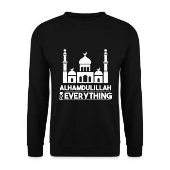 Alhamdullah Moschee Muslim Koran Religion Islam - Unisex Pullover - Schwarz - Vorne - Alina (178cm) & Michal (187cm)