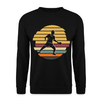 Tischtennisspieler Vintage Ping Pong Tischtennis - Unisex Pullover - Schwarz - Vorne - Alina (178cm) & Michal (187cm)