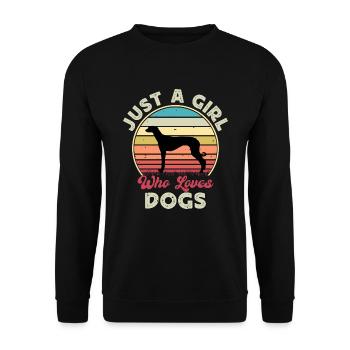 Altkroatischer Windhund Hund Silhouette Retro Sonne - Unisex Pullover - Schwarz - Vorne - Alina (178cm) & Michal (187cm)