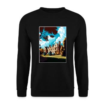 Anglesey Abbey Dekoration Vintage Reiseposter - Unisex Pullover - Schwarz - Vorne - Alina (178cm) & Michal (187cm)